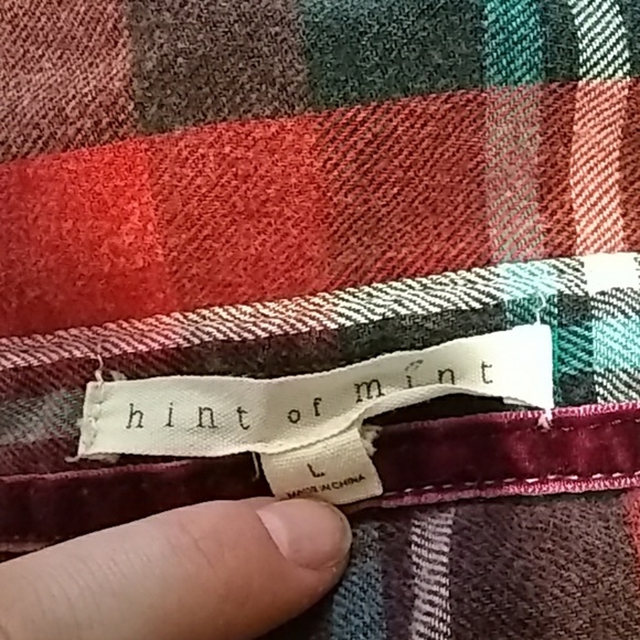 Red plaid lace back button down - Picture 5 of 5